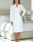 Kelly Long Sleeve Jacquard Short Robe in White