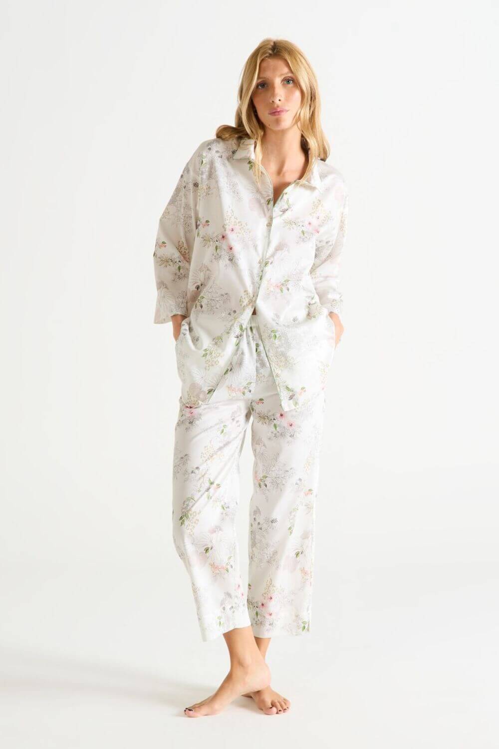 Laurence Tavernier Essentiel Cropped Pj Set in Blanc Floral