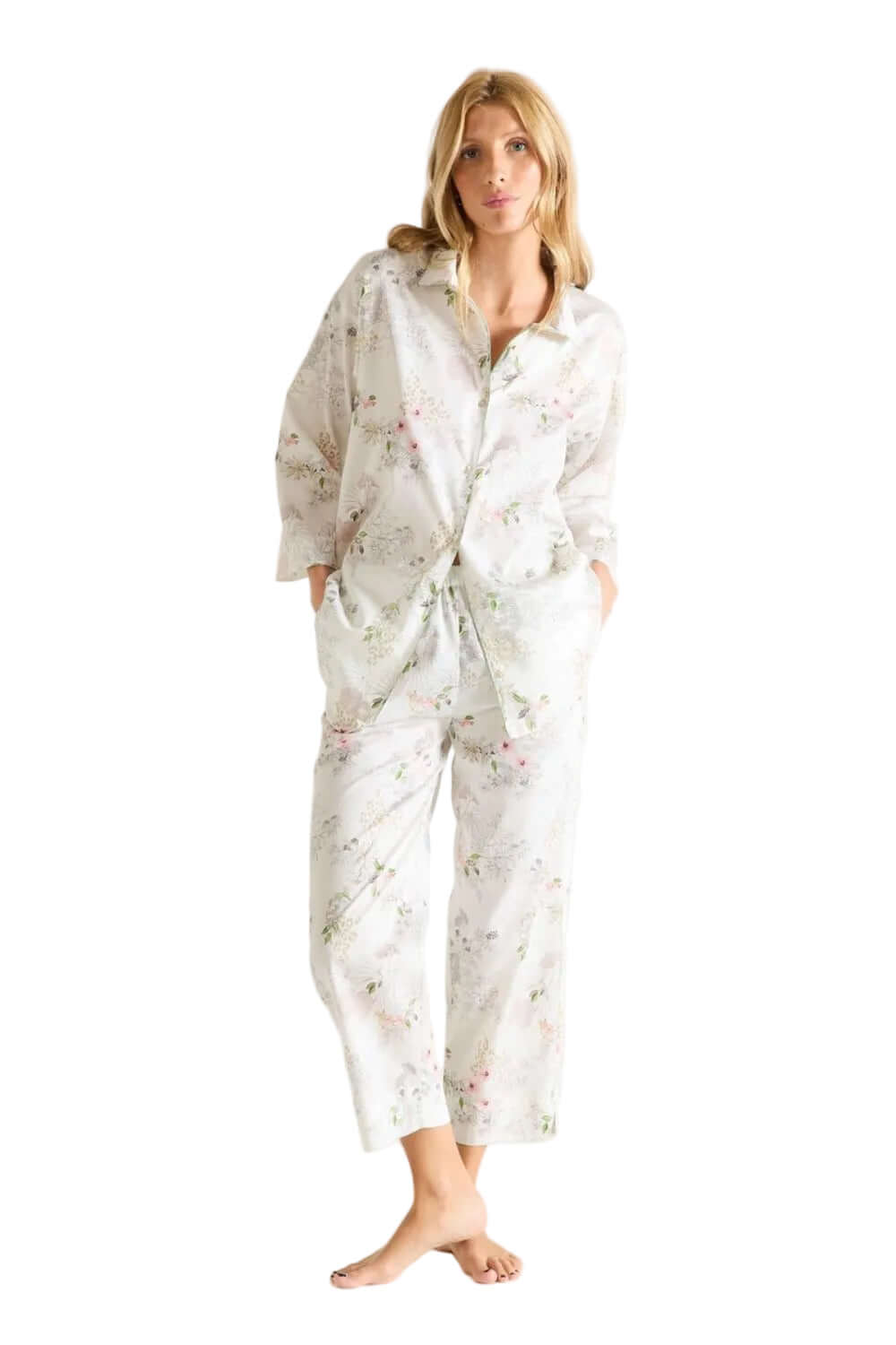 Laurence Tavernier Essentiel Cropped Pj Set in Blanc Floral