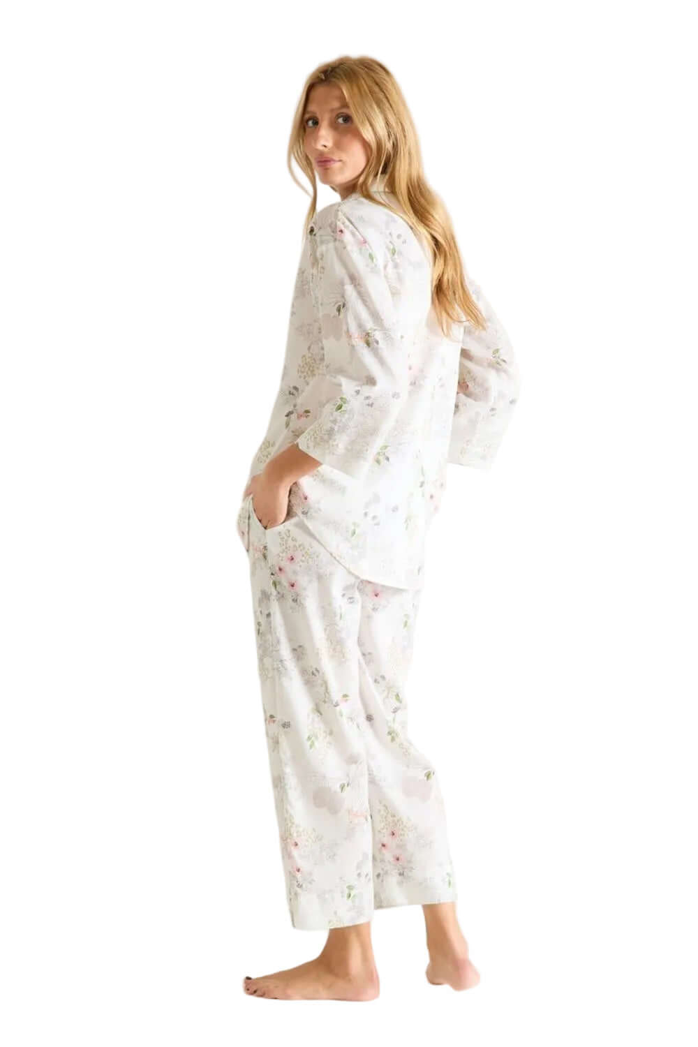 Laurence Tavernier Essentiel Cropped Pj Set in Blanc Floral