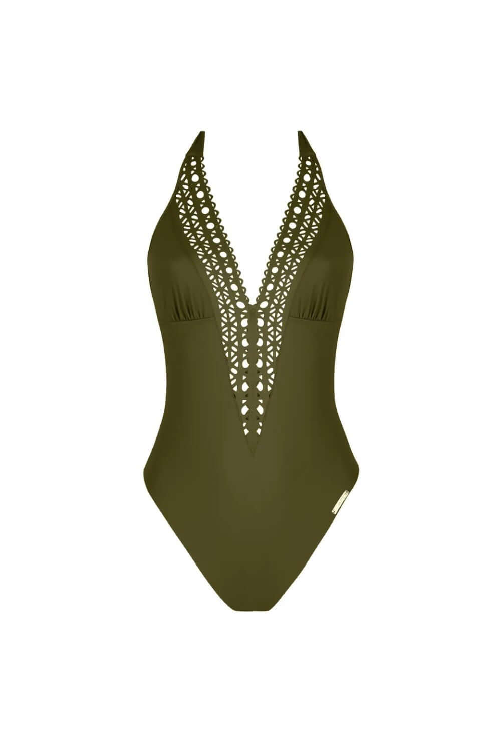 Lise Charmel Ajourage Couture Non Wire Swimsuit Plunging Neckline in Avocado