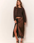 LoveShackFancy Bellman Pullover in Chocolate Brown