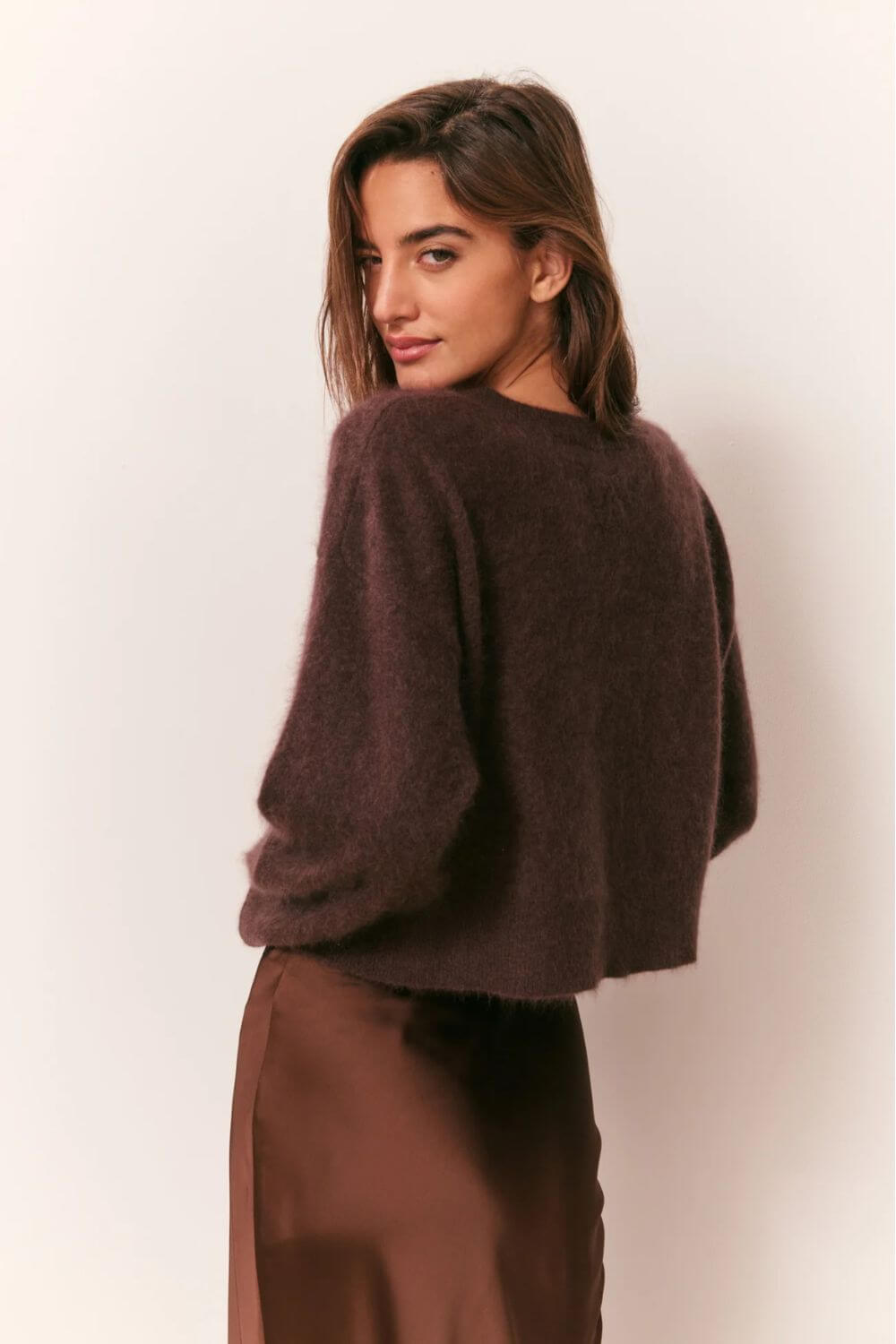 LoveShackFancy Bellman Pullover in Chocolate Brown