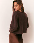 LoveShackFancy Bellman Pullover in Chocolate Brown