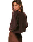 LoveShackFancy Bellman Pullover in Chocolate Brown
