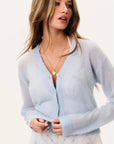 LoveShackFancy Breckie Cardigan in Blue Macaron