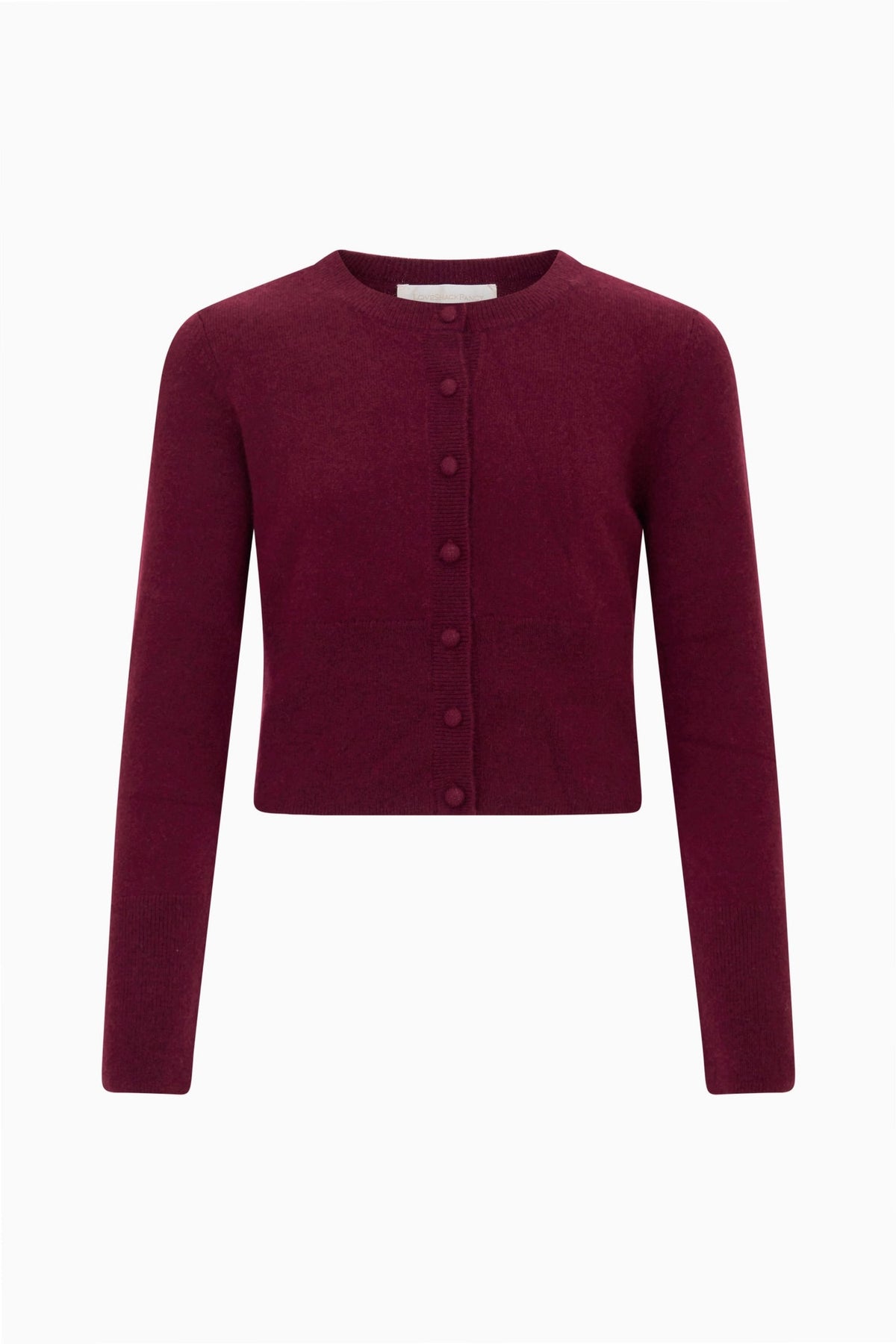 LoveShackFancy Cameryn Cardigan in roasted pomegranate, product-only front view