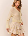 LoveShackFancy Lawrence Cardigan in Light Lemon