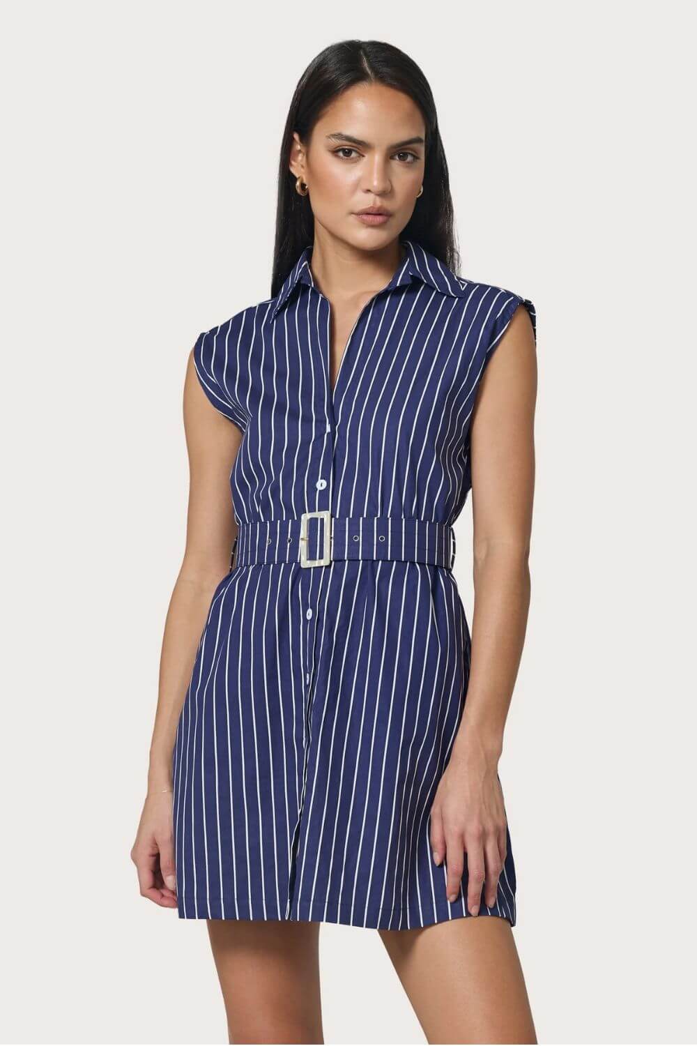 Lusana Kelly Dress in Indigo Stripe
