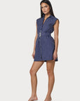 Lusana Kelly Dress in Indigo Stripe