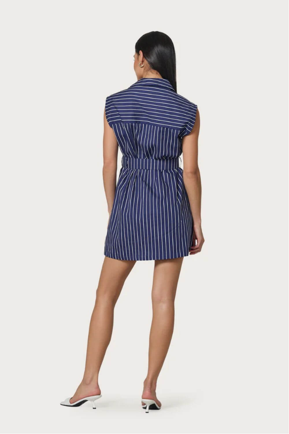 Lusana Kelly Dress in Indigo Stripe
