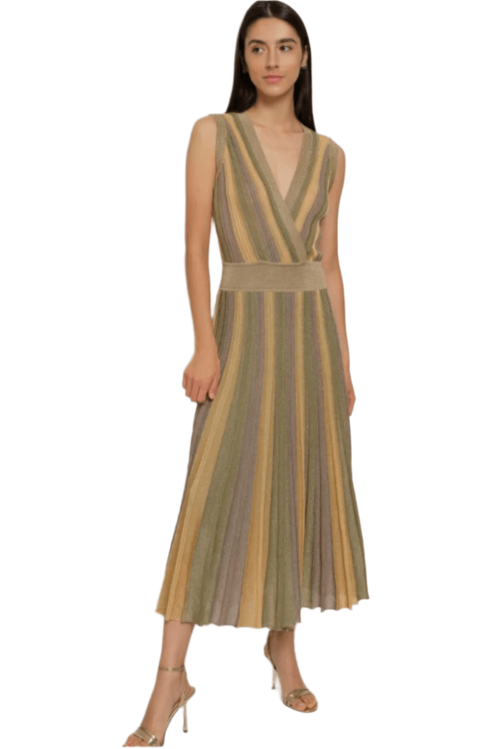 Maison Lurex Gala Sleeveless Wrap Dress