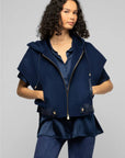 MAX & MOI Navy Cropped Jacket with Hood