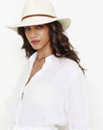 Melissa Odabash Fedora Cream/Tan Belt