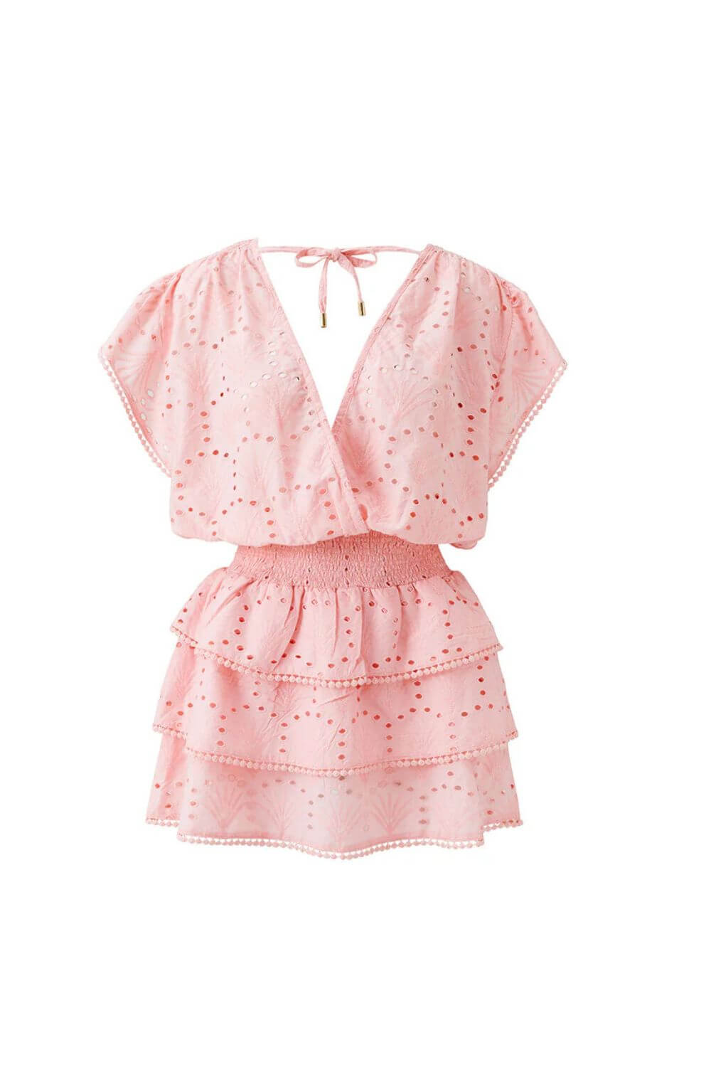 Melissa Odabash Jess Short Sleeve Dress in Peach