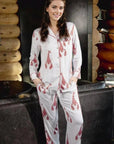 Silky Long Pajamas with Lobster Print