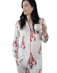 Silky Long Pajamas with Lobster Print