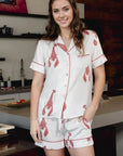 Silky Short Pajamas with Lobster Print