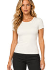 Only Hearts 43946 Cream top on Lily, studio front view