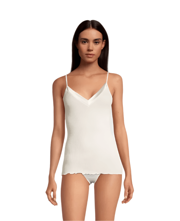 Oscalito Elegance Satin Wool and Silk V-Neck Camisole #4245 front view