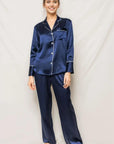 Petite Plume Mulberry Navy Silk Luxe Pajama
