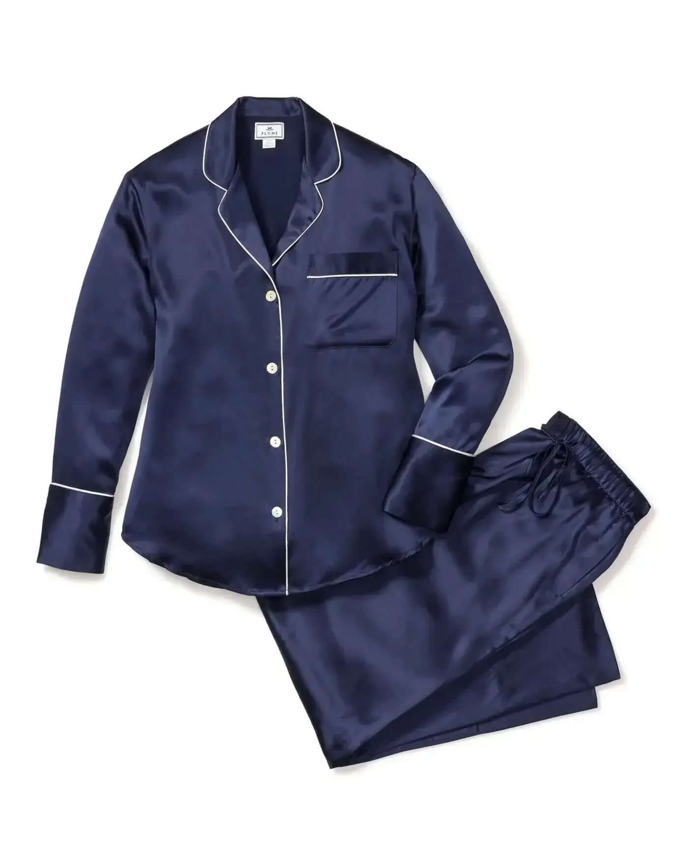 Petite Plume Mulberry Navy Silk Luxe Pajama