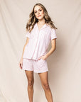 Pima Pajama Short Set in Pink Stripe