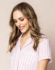 Pima Pajama Short Set in Pink Stripe