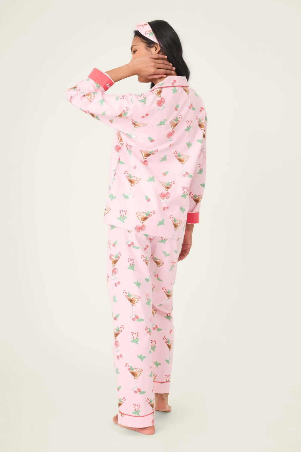 PJ Salvage Holiday Cocktails Flannel Long PJ Set
