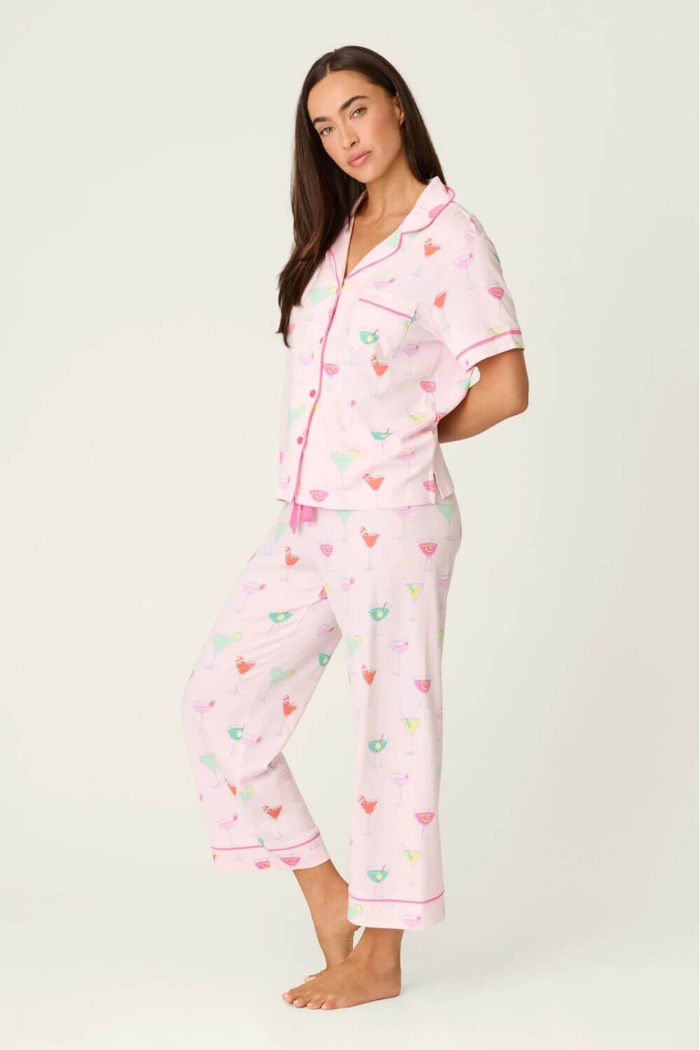 PJ Salvage Pink Cocktails Short Sleeve and Pants PJ Set