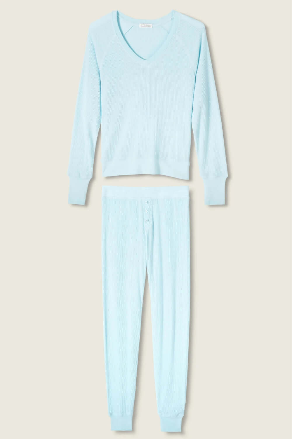 PJ Salvage Textured Long Pajama Set in Light Sky