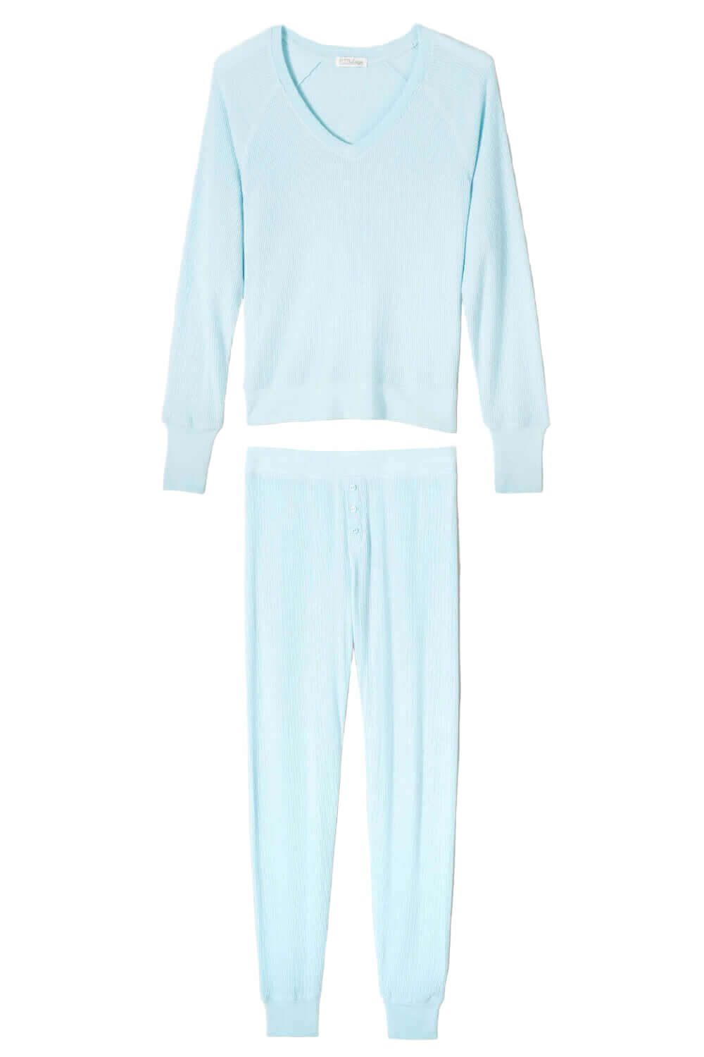 PJ Salvage Textured Long Pajama Set in Light Sky