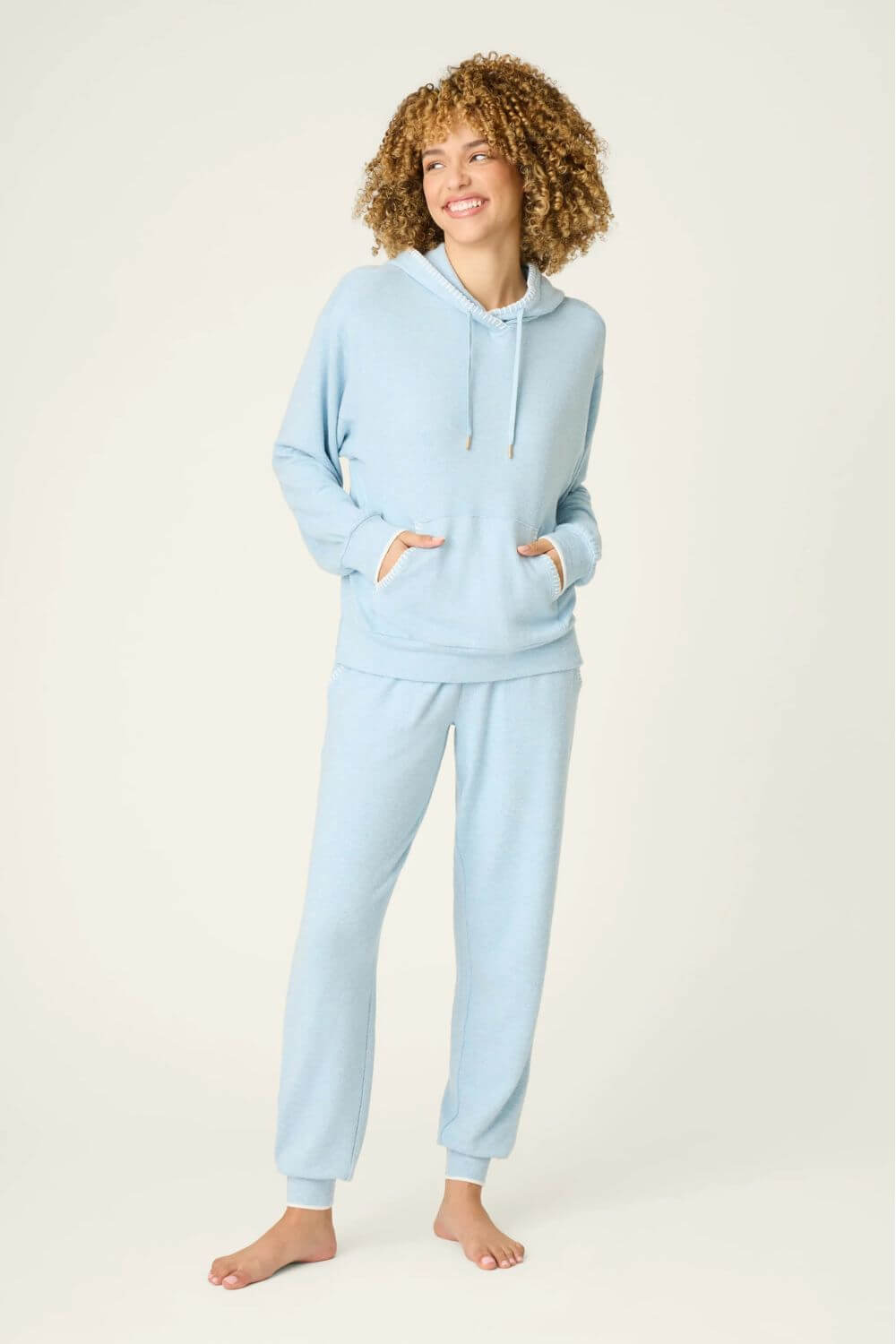 PJ Salvage Western Blooms Jogger and Hoodie Set in Dream Blue