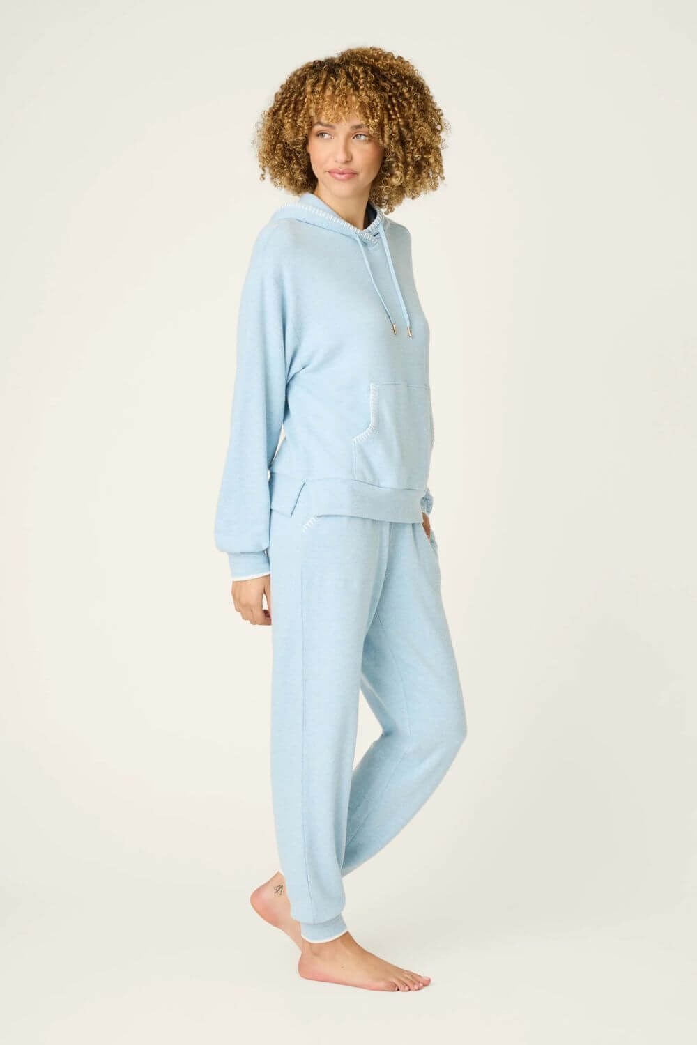 PJ Salvage Western Blooms Jogger and Hoodie Set in Dream Blue