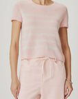 Splendid Emerson Short Sleeve Sweater in Rose Petal/Shell