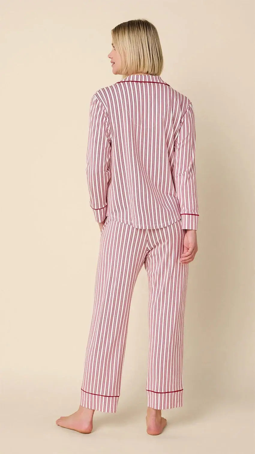 The Cat's Pajamas Holiday Stripe Pima Knit Long-Sleeved Pajama Set