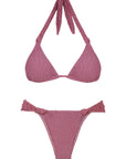 Vix Lee Tri Top & Lee Basic Bottom Full Bikini Set in Pink