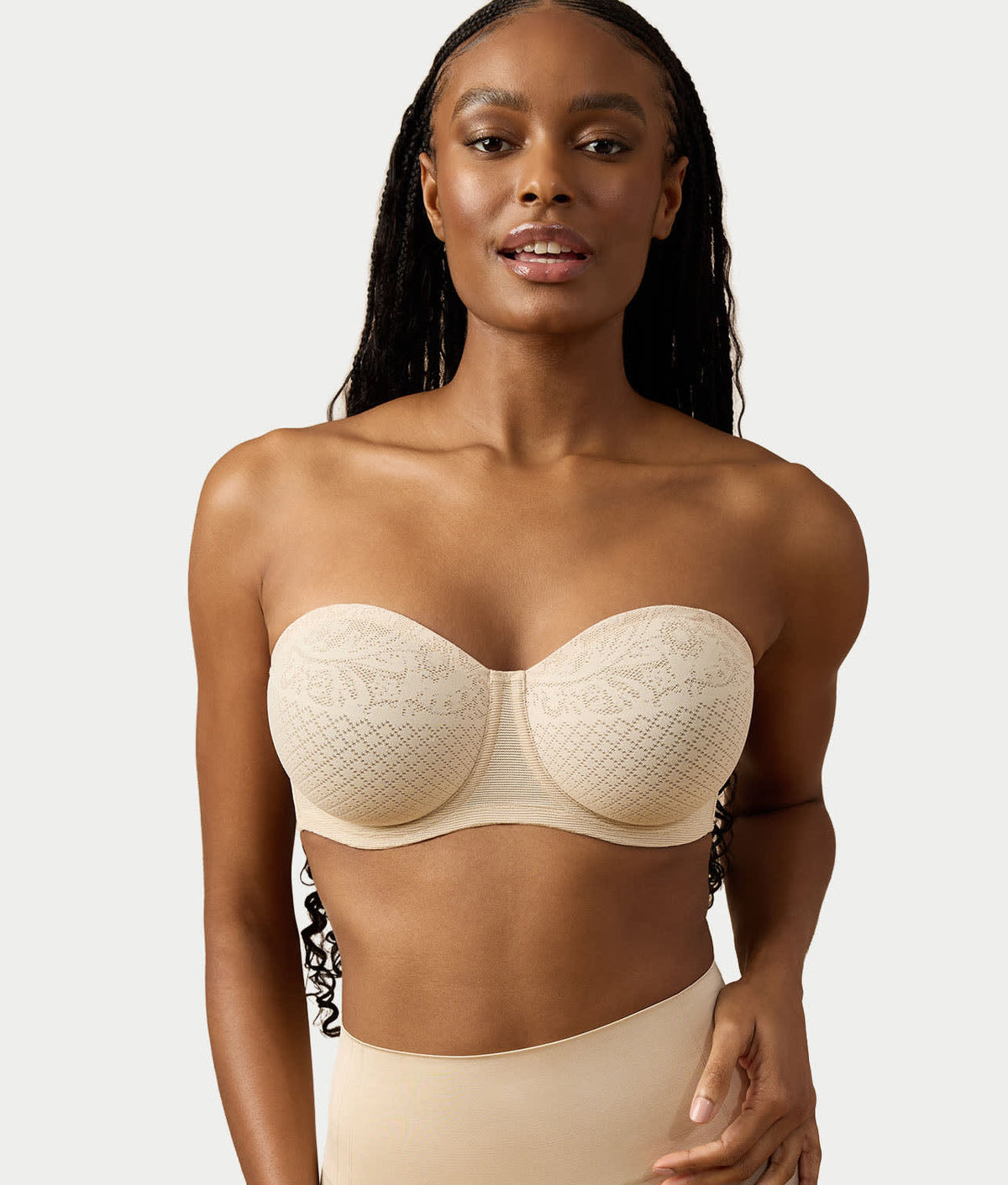 Wacoal Visual Effects Strapless Minimizer Bra 854310 in Sand