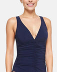 Smart V-Neck One Piece 209-570 in Navy