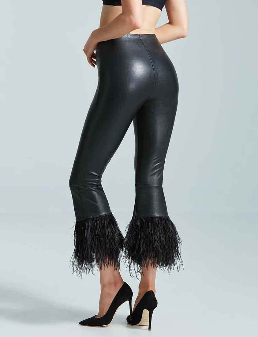 Faux Leather Feather  Crop Flare