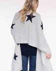 Alashan Cashmere Cashmere Star Intarsia Wrap Color: Ash with Indigo Stars  at Petticoat Lane  Greenwich, CT