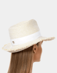 Eric Javits Fringe Pinch Hat Color: White Mix, Natural/Black  at Petticoat Lane  Greenwich, CT