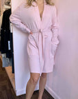 Arlotta Cashmere Short Wrap Robe Color: Mouline Pink Size: XS at Petticoat Lane  Greenwich, CT