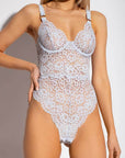 Stella McCartney Lace Flounce Bodysuit Color: Pale Blue Size: S at Petticoat Lane  Greenwich, CT