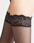 Falke Matt Deluxe 20 DEN Women Stay Ups Color: Black, Powder Size: 8.5-9, 9.5-10 at Petticoat Lane  Greenwich, CT