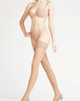 Falke Matt Deluxe 20 DEN Women Stay Ups Color: Powder Size: 8.5-9 at Petticoat Lane  Greenwich, CT