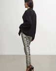 Faux Leather Animal Legging in Fog Python