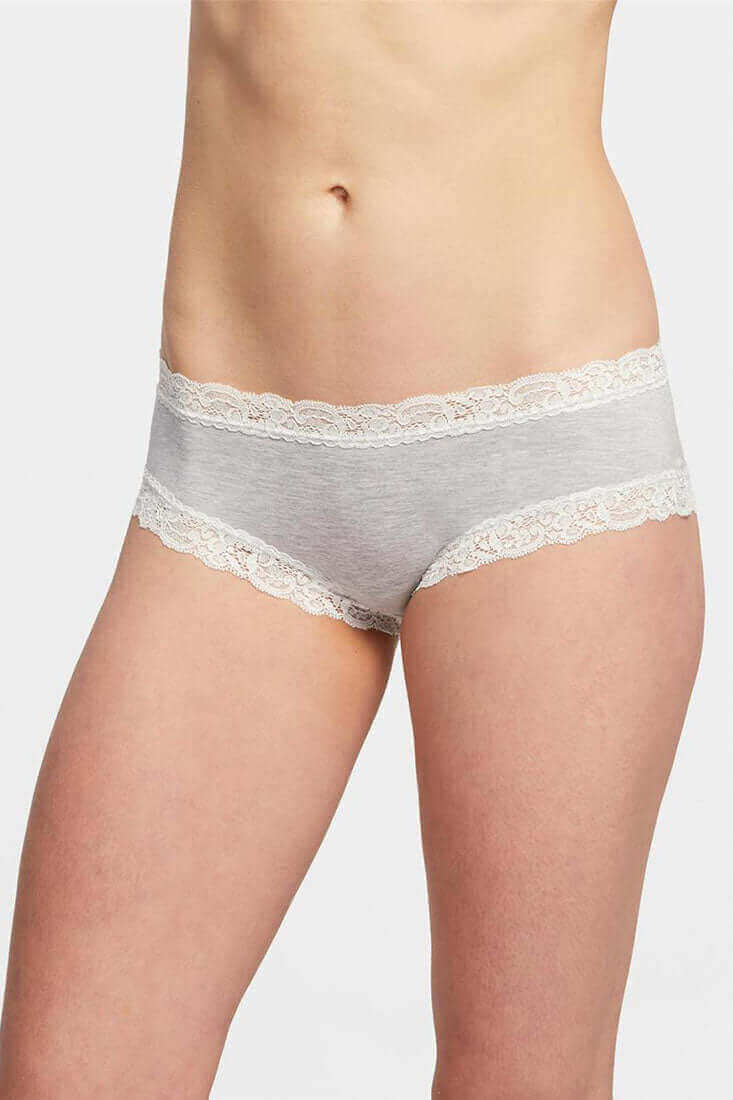 Fleur&#39;t Iconic Boyshort Color: Heather Grey/Chantilly Size: S at Petticoat Lane  Greenwich, CT