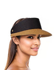 Eric Javits Champ Visor Hat Color: Natural/Black  at Petticoat Lane  Greenwich, CT