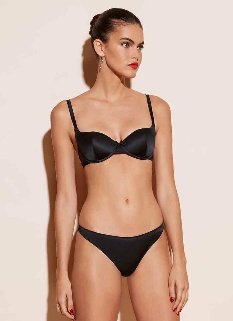Fleur du Mal Luxe Thong in Black